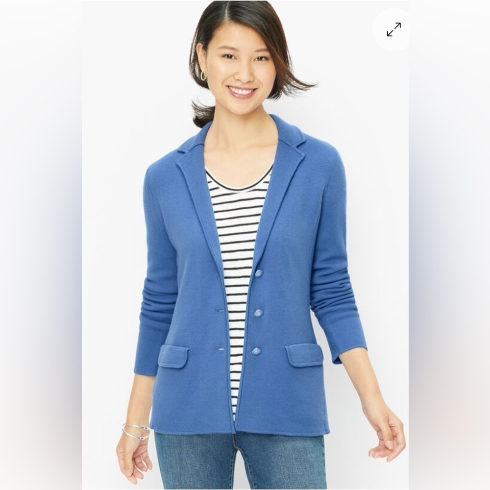 Talbots Blue Knit Sweater 100% Merino Wool size: S